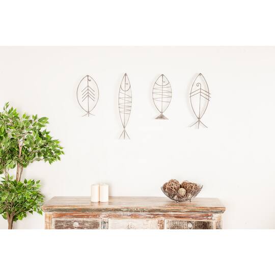 Set of 6 Black Metal Industrial Abstract Wall Decor, 16", 20", 24"